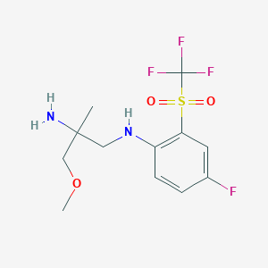 molecular formula C12H16F4N2O3S B7598935 1-N-[4-fluoro-2-(trifluoromethylsulfonyl)phenyl]-3-methoxy-2-methylpropane-1,2-diamine 