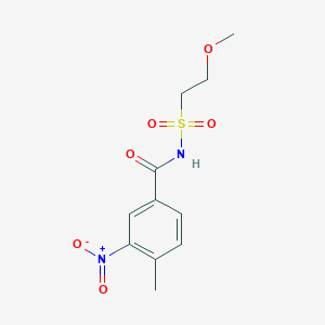 molecular formula C11H14N2O6S B7598975 N-(2-methoxyethylsulfonyl)-4-methyl-3-nitrobenzamide 