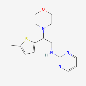 molecular formula C15H20N4OS B7599014 N-[2-(5-methylthiophen-2-yl)-2-morpholin-4-ylethyl]pyrimidin-2-amine 