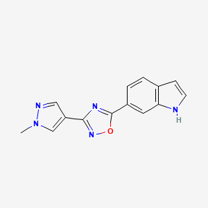 molecular formula C14H11N5O B7599044 5-(1H-indol-6-yl)-3-(1-methylpyrazol-4-yl)-1,2,4-oxadiazole 