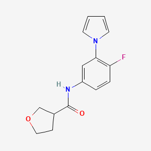 molecular formula C15H15FN2O2 B7599063 N-(4-fluoro-3-pyrrol-1-ylphenyl)oxolane-3-carboxamide 