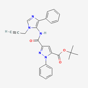 molecular formula C27H25N5O3 B7599086 Tert-butyl 2-phenyl-5-[(5-phenyl-3-prop-2-ynylimidazol-4-yl)carbamoyl]pyrazole-3-carboxylate 