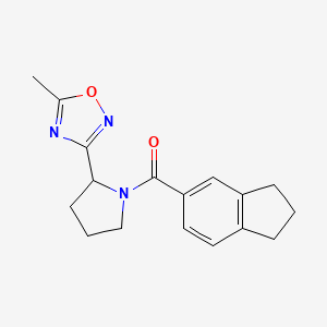 molecular formula C17H19N3O2 B7599107 2,3-dihydro-1H-inden-5-yl-[2-(5-methyl-1,2,4-oxadiazol-3-yl)pyrrolidin-1-yl]methanone 