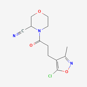 molecular formula C12H14ClN3O3 B7599158 4-[3-(5-Chloro-3-methyl-1,2-oxazol-4-yl)propanoyl]morpholine-3-carbonitrile 