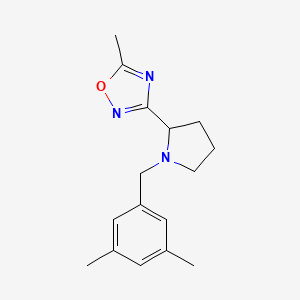 molecular formula C16H21N3O B7599240 3-[1-[(3,5-Dimethylphenyl)methyl]pyrrolidin-2-yl]-5-methyl-1,2,4-oxadiazole 