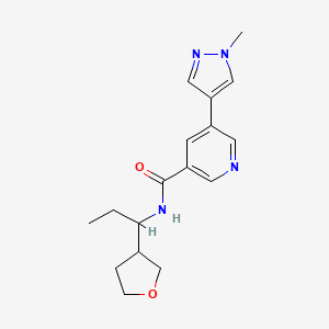 molecular formula C17H22N4O2 B7599248 5-(1-methylpyrazol-4-yl)-N-[1-(oxolan-3-yl)propyl]pyridine-3-carboxamide 