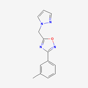 molecular formula C13H12N4O B7599278 3-(3-Methylphenyl)-5-(pyrazol-1-ylmethyl)-1,2,4-oxadiazole 