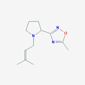 molecular formula C12H19N3O B7599281 5-Methyl-3-[1-(3-methylbut-2-enyl)pyrrolidin-2-yl]-1,2,4-oxadiazole 