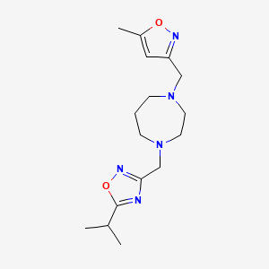 3-[[4-[(5-Methyl-1,2-oxazol-3-yl)methyl]-1,4-diazepan-1-yl]methyl]-5-propan-2-yl-1,2,4-oxadiazole