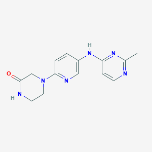 molecular formula C14H16N6O B7599396 4-[5-[(2-Methylpyrimidin-4-yl)amino]pyridin-2-yl]piperazin-2-one 