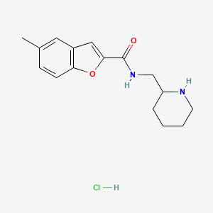 molecular formula C16H21ClN2O2 B7599416 5-methyl-N-(piperidin-2-ylmethyl)-1-benzofuran-2-carboxamide;hydrochloride 