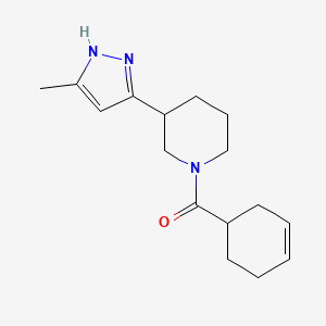 molecular formula C16H23N3O B7599455 cyclohex-3-en-1-yl-[3-(5-methyl-1H-pyrazol-3-yl)piperidin-1-yl]methanone 