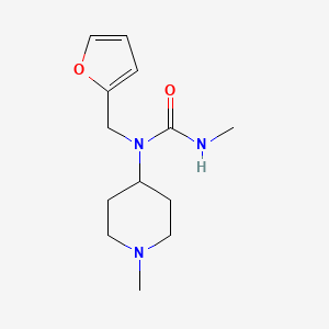 molecular formula C13H21N3O2 B7599472 1-(Furan-2-ylmethyl)-3-methyl-1-(1-methylpiperidin-4-yl)urea 