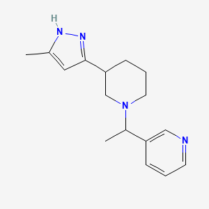 molecular formula C16H22N4 B7599482 3-[1-[3-(5-methyl-1H-pyrazol-3-yl)piperidin-1-yl]ethyl]pyridine 