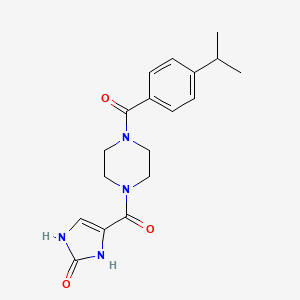 molecular formula C18H22N4O3 B7599517 4-[4-(4-Propan-2-ylbenzoyl)piperazine-1-carbonyl]-1,3-dihydroimidazol-2-one 