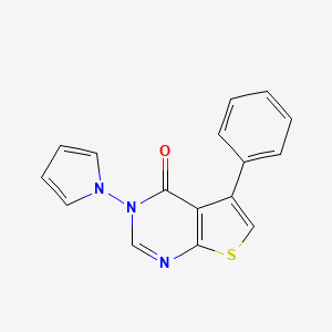 molecular formula C16H11N3OS B7599639 5-Phenyl-3-pyrrol-1-ylthieno[2,3-d]pyrimidin-4-one 