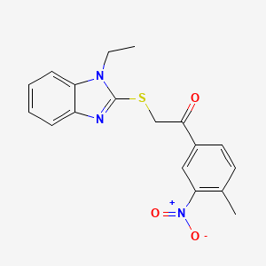 2-(1-Ethylbenzimidazol-2-yl)sulfanyl-1-(4-methyl-3-nitrophenyl)ethanone