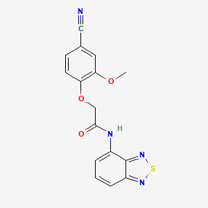 molecular formula C16H12N4O3S B7599658 N-(2,1,3-benzothiadiazol-4-yl)-2-(4-cyano-2-methoxyphenoxy)acetamide 