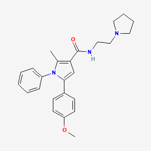 molecular formula C25H29N3O2 B7599661 5-(4-methoxyphenyl)-2-methyl-1-phenyl-N-(2-pyrrolidin-1-ylethyl)pyrrole-3-carboxamide 