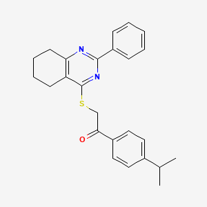 2-[(2-Phenyl-5,6,7,8-tetrahydroquinazolin-4-yl)sulfanyl]-1-(4-propan-2-ylphenyl)ethanone