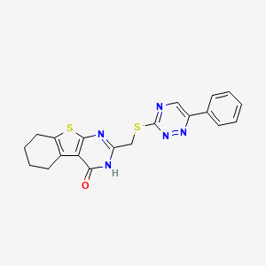 molecular formula C20H17N5OS2 B7599774 2-{[(6-phenyl-1,2,4-triazin-3-yl)sulfanyl]methyl}-5,6,7,8-tetrahydro[1]benzothieno[2,3-d]pyrimidin-4(3H)-one 