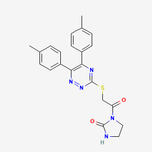 molecular formula C22H21N5O2S B7599843 1-[2-[[5,6-Bis(4-methylphenyl)-1,2,4-triazin-3-yl]sulfanyl]acetyl]imidazolidin-2-one 