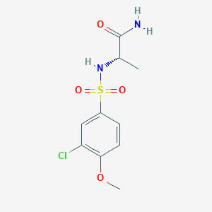 molecular formula C10H13ClN2O4S B7599859 (2S)-2-[(3-chloro-4-methoxyphenyl)sulfonylamino]propanamide 