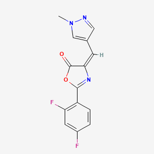 (4E)-2-(2,4-difluorophenyl)-4-[(1-methylpyrazol-4-yl)methylidene]-1,3-oxazol-5-one