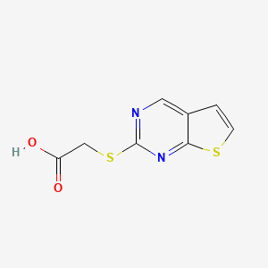 molecular formula C8H6N2O2S2 B7599919 2-Thieno[2,3-d]pyrimidin-2-ylsulfanylacetic acid 