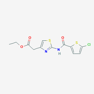 molecular formula C12H11ClN2O3S2 B7599950 Ethyl 2-[2-[(5-chlorothiophene-2-carbonyl)amino]-1,3-thiazol-4-yl]acetate 