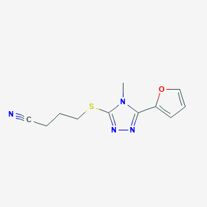 molecular formula C11H12N4OS B7599958 4-[[5-(Furan-2-yl)-4-methyl-1,2,4-triazol-3-yl]sulfanyl]butanenitrile 