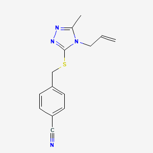 molecular formula C14H14N4S B7599976 4-[(5-Methyl-4-prop-2-enyl-1,2,4-triazol-3-yl)sulfanylmethyl]benzonitrile 