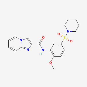 molecular formula C20H22N4O4S B7599978 N-(2-methoxy-5-piperidin-1-ylsulfonylphenyl)imidazo[1,2-a]pyridine-2-carboxamide 