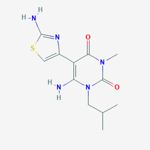 molecular formula C12H17N5O2S B7600122 6-Amino-5-(2-amino-1,3-thiazol-4-yl)-3-methyl-1-(2-methylpropyl)pyrimidine-2,4-dione 