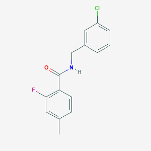 molecular formula C15H13ClFNO B7600163 N-[(3-chlorophenyl)methyl]-2-fluoro-4-methylbenzamide 