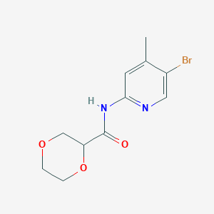 molecular formula C11H13BrN2O3 B7600166 N-(5-bromo-4-methylpyridin-2-yl)-1,4-dioxane-2-carboxamide 