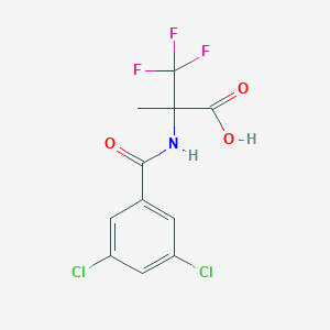 molecular formula C11H8Cl2F3NO3 B7600216 2-[(3,5-Dichlorobenzoyl)amino]-3,3,3-trifluoro-2-methylpropanoic acid 