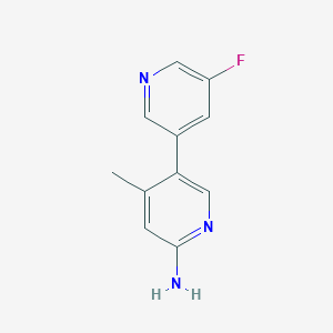 molecular formula C11H10FN3 B7600340 5-(5-Fluoropyridin-3-yl)-4-methylpyridin-2-amine 