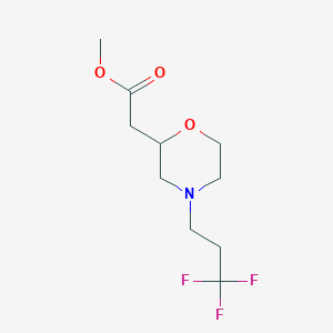 molecular formula C10H16F3NO3 B7600438 Methyl 2-[4-(3,3,3-trifluoropropyl)morpholin-2-yl]acetate 