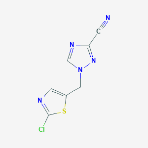 molecular formula C7H4ClN5S B7600458 1-[(2-Chloro-1,3-thiazol-5-yl)methyl]-1,2,4-triazole-3-carbonitrile 