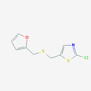 molecular formula C9H8ClNOS2 B7600479 2-Chloro-5-(furan-2-ylmethylsulfanylmethyl)-1,3-thiazole 