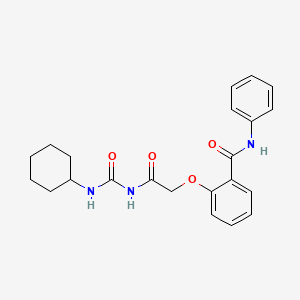 molecular formula C22H25N3O4 B7600503 2-[2-(cyclohexylcarbamoylamino)-2-oxoethoxy]-N-phenylbenzamide 