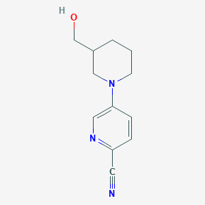 molecular formula C12H15N3O B7600523 5-[3-(Hydroxymethyl)piperidin-1-yl]pyridine-2-carbonitrile 