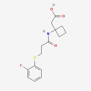 2-[1-[3-(2-Fluorophenyl)sulfanylpropanoylamino]cyclobutyl]acetic acid