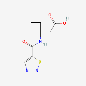 molecular formula C9H11N3O3S B7600566 2-[1-(Thiadiazole-5-carbonylamino)cyclobutyl]acetic acid 