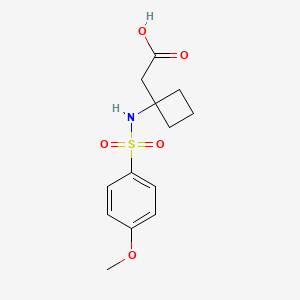 molecular formula C13H17NO5S B7600575 2-[1-[(4-Methoxyphenyl)sulfonylamino]cyclobutyl]acetic acid 