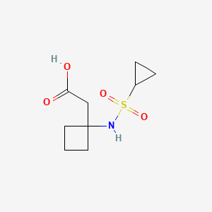 molecular formula C9H15NO4S B7600582 2-[1-(Cyclopropylsulfonylamino)cyclobutyl]acetic acid 