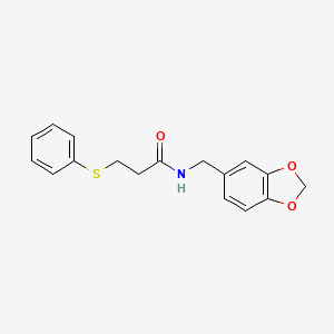 molecular formula C17H17NO3S B7600597 N-(1,3-benzodioxol-5-ylmethyl)-3-phenylsulfanylpropanamide 