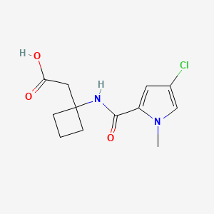 molecular formula C12H15ClN2O3 B7600635 2-[1-[(4-Chloro-1-methylpyrrole-2-carbonyl)amino]cyclobutyl]acetic acid 