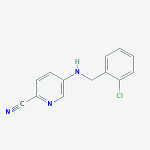 molecular formula C13H10ClN3 B7600656 5-[(2-Chlorophenyl)methylamino]pyridine-2-carbonitrile 